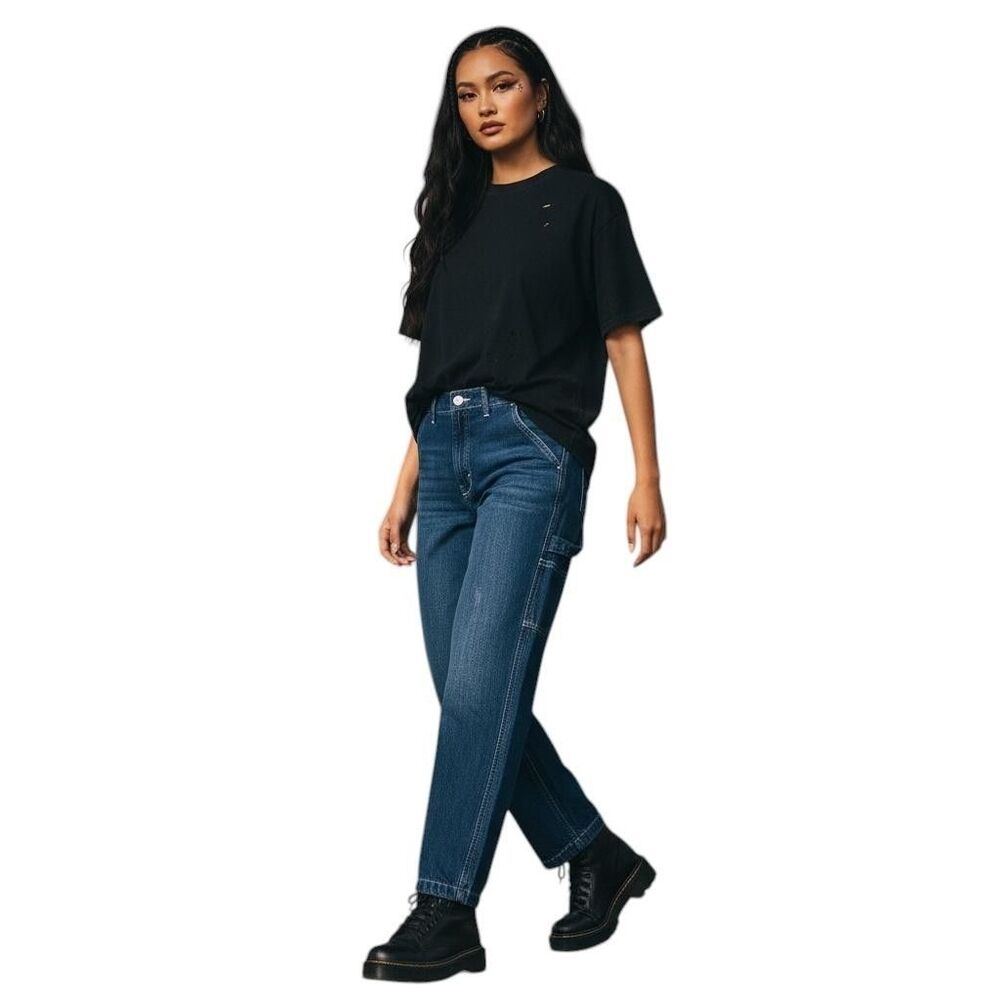 Tommy Jeans Carpenter Jeans Women's 6 Blue High Rise Relaxed Street Wear Cargo